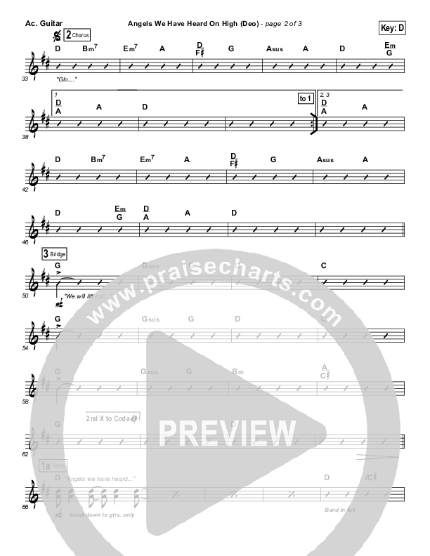 Angels We Have Heard On High (Deo) Acoustic Guitar (Paul Baloche)