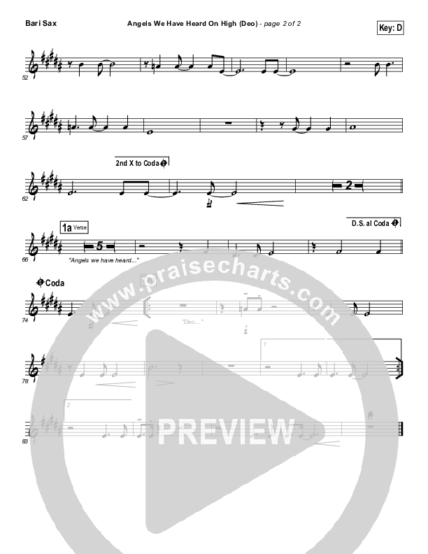 Angels We Have Heard On High (Deo) Bari Sax (Paul Baloche)