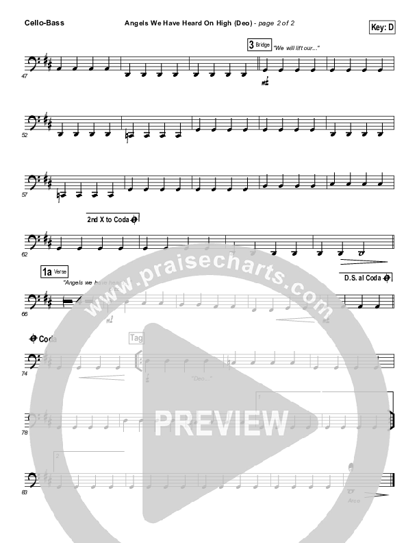 Angels We Have Heard On High (Deo) Cello/Bass (Paul Baloche)