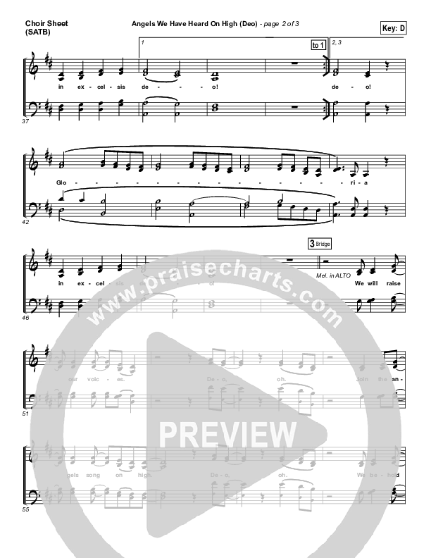 Angels We Have Heard On High (Deo) Choir Sheet (SATB) (Paul Baloche)