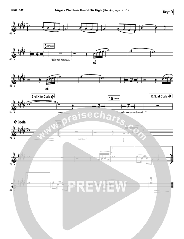 Angels We Have Heard On High (Deo) Clarinet (Paul Baloche)