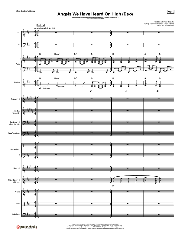 Angels We Have Heard On High (Deo) Conductor's Score (Paul Baloche)