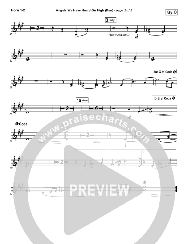 Angels We Have Heard On High (Deo) French Horn 1/2 (Paul Baloche)