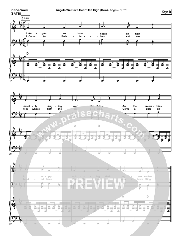 Angels We Have Heard On High (Deo) Piano/Vocal (SATB) (Paul Baloche)