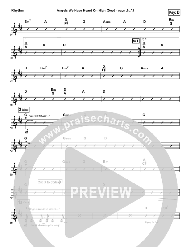 Angels We Have Heard On High (Deo) Rhythm Chart (Paul Baloche)