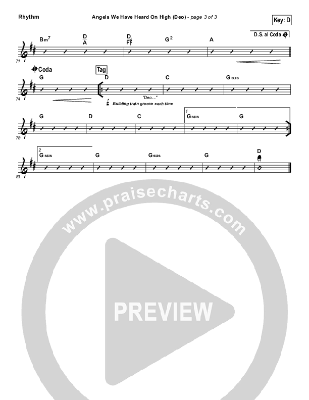 Angels We Have Heard On High (Deo) Rhythm Chart (Paul Baloche)