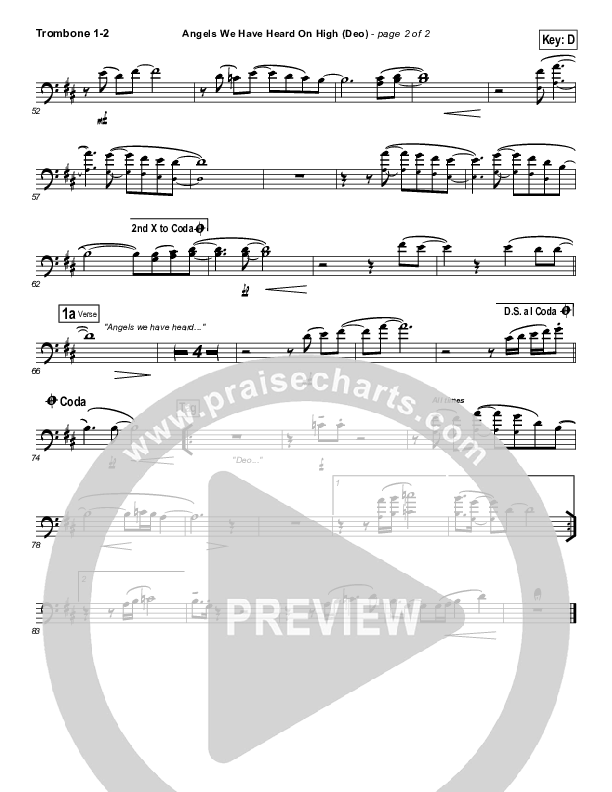 Angels We Have Heard On High (Deo) Trombone 1/2 (Paul Baloche)