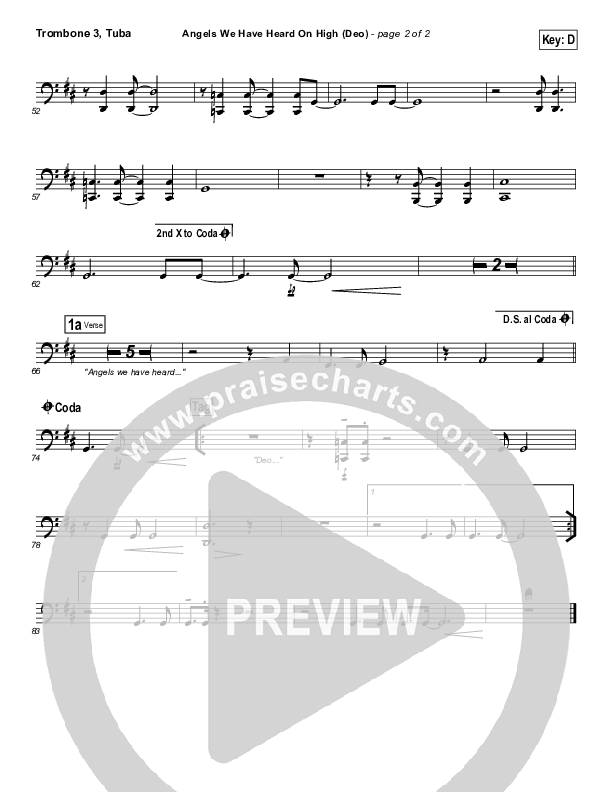 Angels We Have Heard On High (Deo) Trombone 3/Tuba (Paul Baloche)