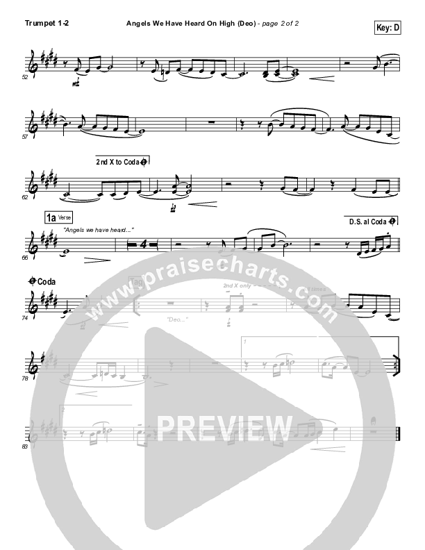 Angels We Have Heard On High (Deo) Trumpet 1,2 (Paul Baloche)