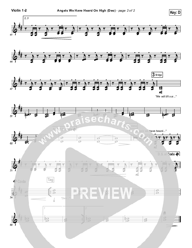 Angels We Have Heard On High (Deo) Violin 1/2 (Paul Baloche)