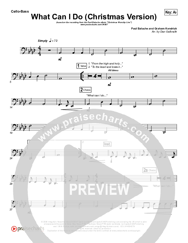 What Can I Do (Christmas) Cello/Bass (Paul Baloche)