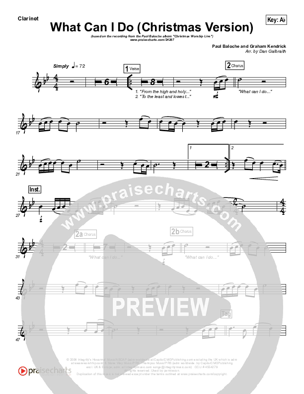 What Can I Do (Christmas) Clarinet (Paul Baloche)