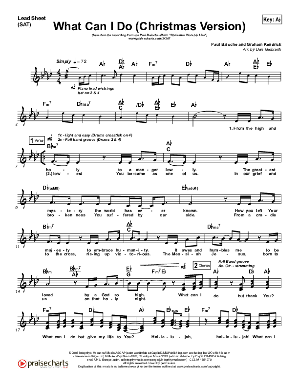 What Can I Do (Christmas) Lead Sheet (SAT) (Paul Baloche)