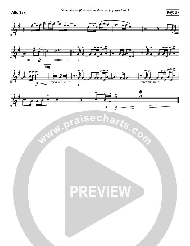 Your Name (Christmas Version) Alto Sax (Paul Baloche)