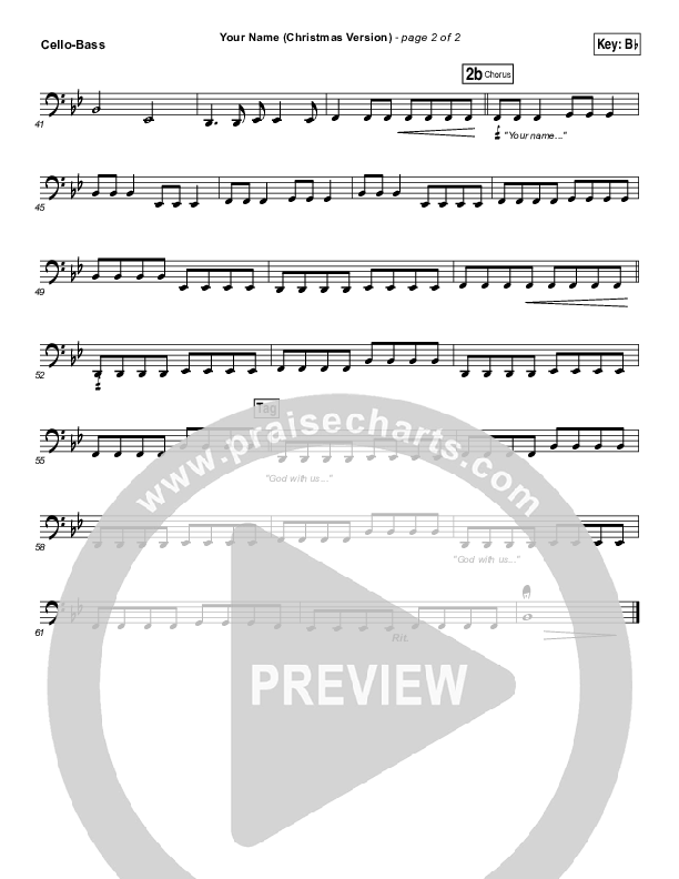 Your Name (Christmas Version) Cello/Bass (Paul Baloche)