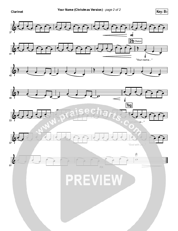 Your Name (Christmas Version) Clarinet (Paul Baloche)