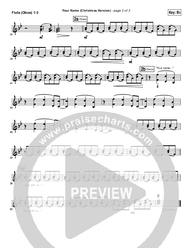 Your Name (Christmas Version) Flute/Oboe 1/2/3 (Paul Baloche)