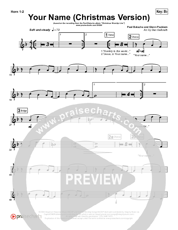 Your Name (Christmas Version) Brass Pack (Paul Baloche)