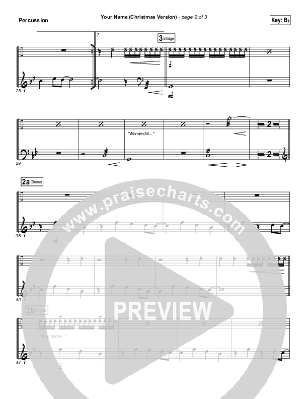 Your Name (Christmas Version) Percussion (Paul Baloche)