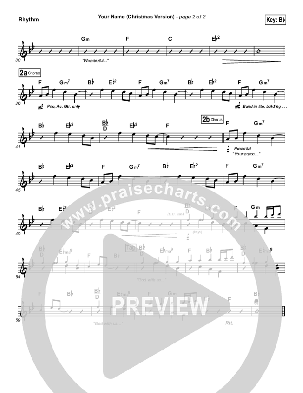 Your Name (Christmas Version) Rhythm Chart (Paul Baloche)