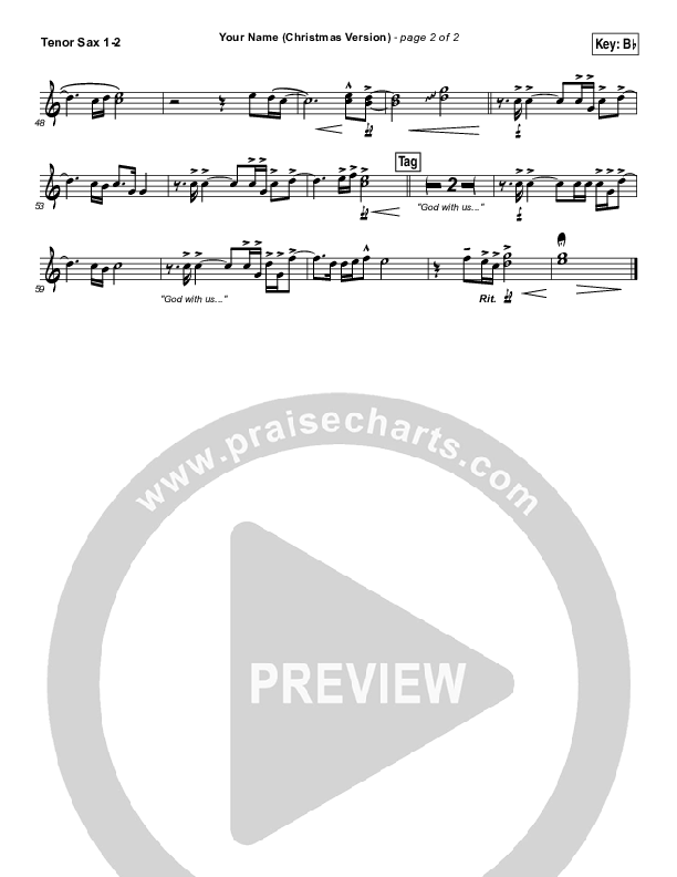 Your Name (Christmas Version) Tenor Sax 1/2 (Paul Baloche)