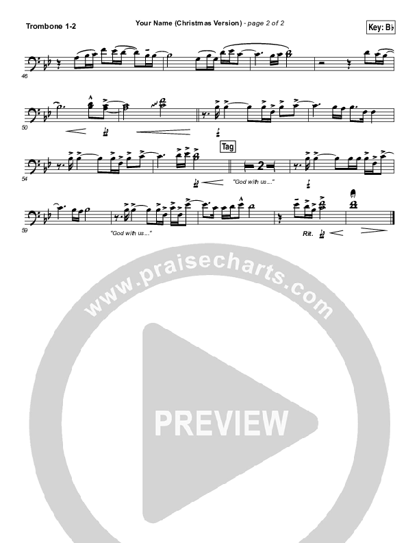 Your Name (Christmas Version) Trombone 1/2 (Paul Baloche)