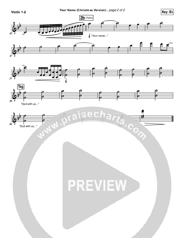 Your Name (Christmas Version) Violin 1/2 (Paul Baloche)