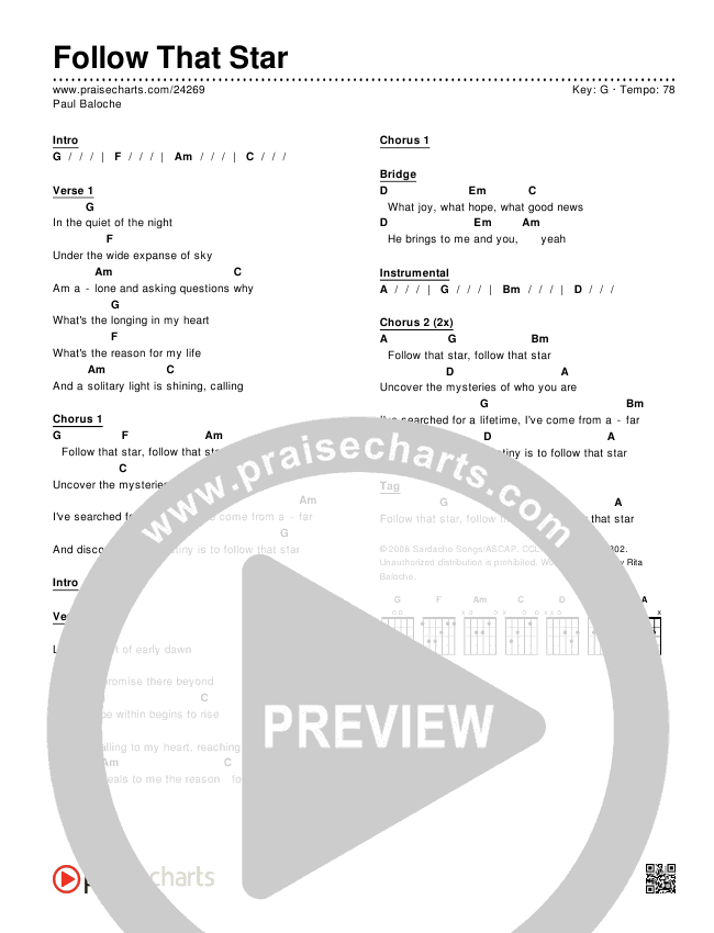 Follow That Star Chords & Lyrics (Paul Baloche)