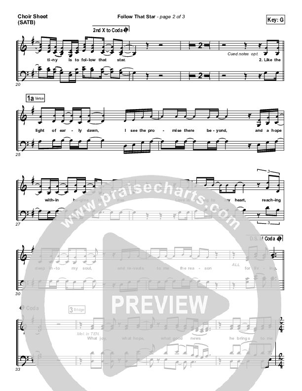 Follow That Star Choir Sheet (SATB) (Paul Baloche)