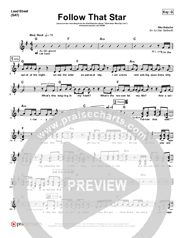 Follow That Star Lead Sheet (SAT) (Paul Baloche)