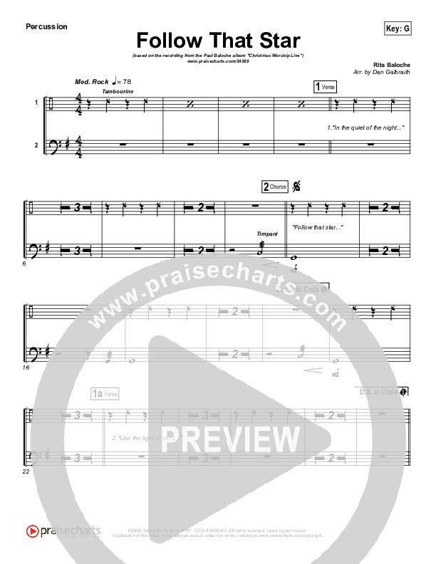 Follow That Star Percussion (Paul Baloche)