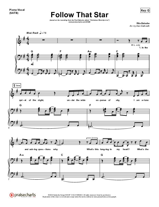 Follow That Star Piano/Vocal & Lead (Paul Baloche)