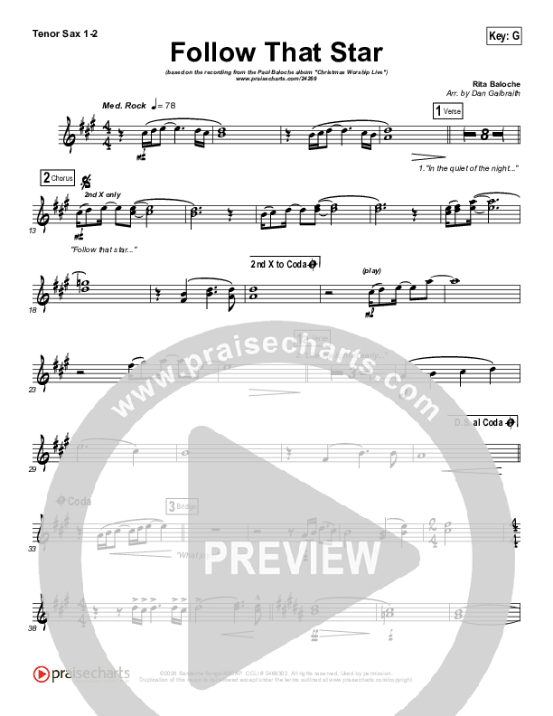 Follow That Star Tenor Sax 1/2 (Paul Baloche)