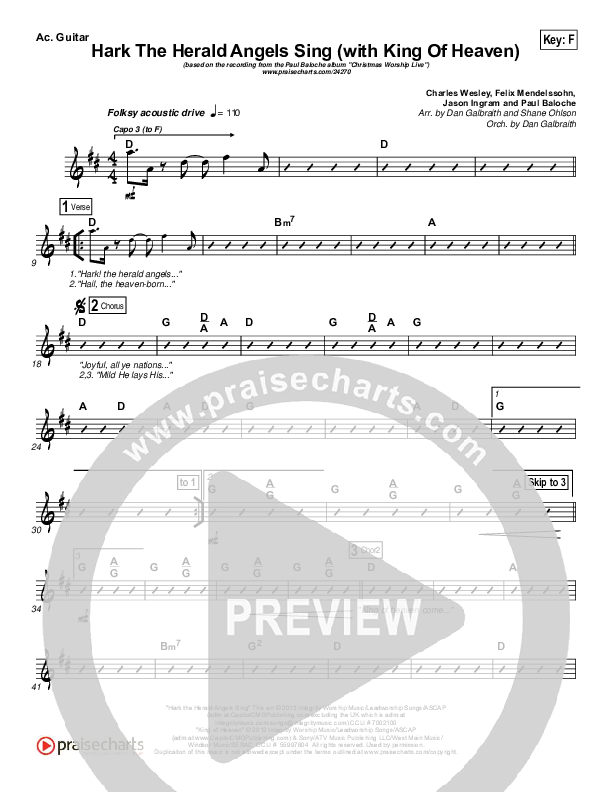 Hark The Herald (with King Of Heaven) Acoustic Guitar (Paul Baloche)