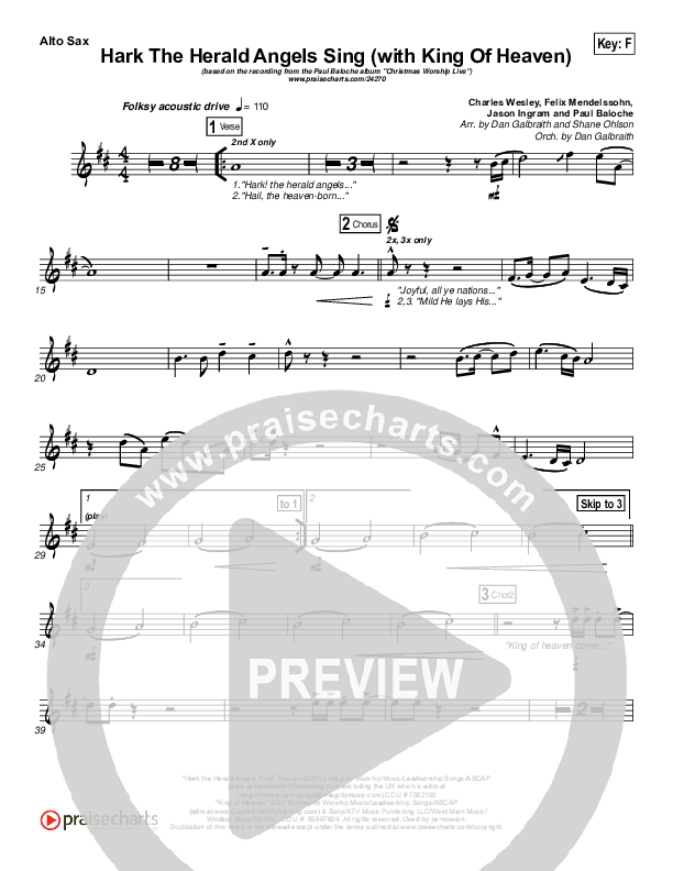 Hark The Herald (with King Of Heaven) Alto Sax (Paul Baloche)