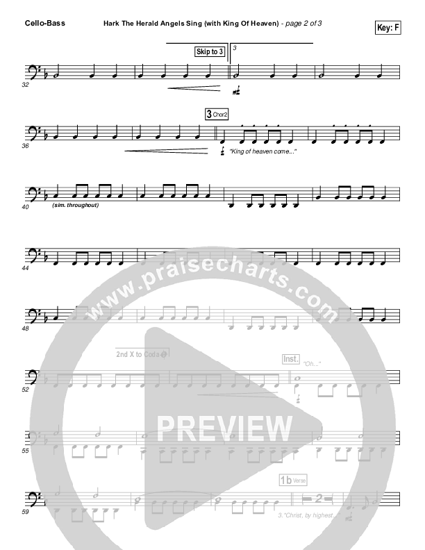 Hark The Herald (with King Of Heaven) Cello/Bass (Paul Baloche)