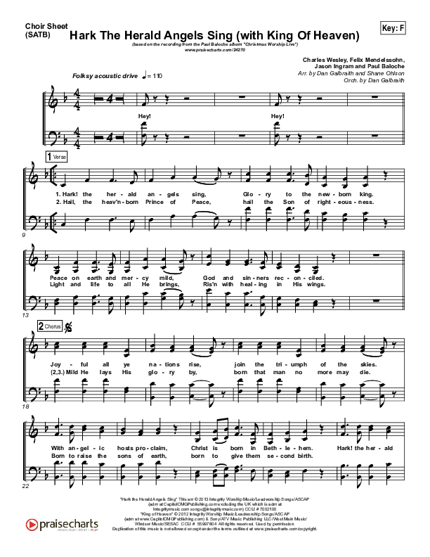 Hark The Herald (with King Of Heaven) Choir Vocals (SATB) (Paul Baloche)