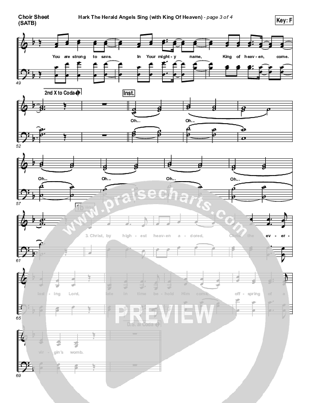 Hark The Herald (with King Of Heaven) Choir Sheet (SATB) (Paul Baloche)