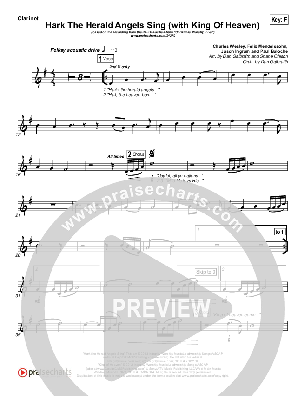Hark The Herald (with King Of Heaven) Clarinet 1,2 (Paul Baloche)