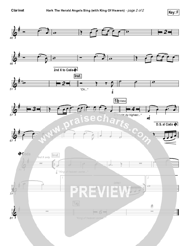 Hark The Herald (with King Of Heaven) Clarinet 1,2 (Paul Baloche)