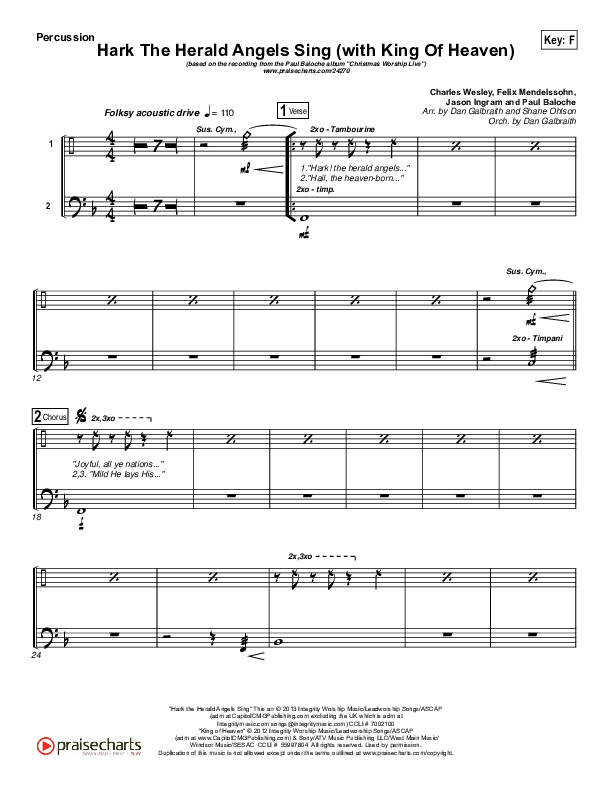 Hark The Herald (with King Of Heaven) Percussion (Paul Baloche)