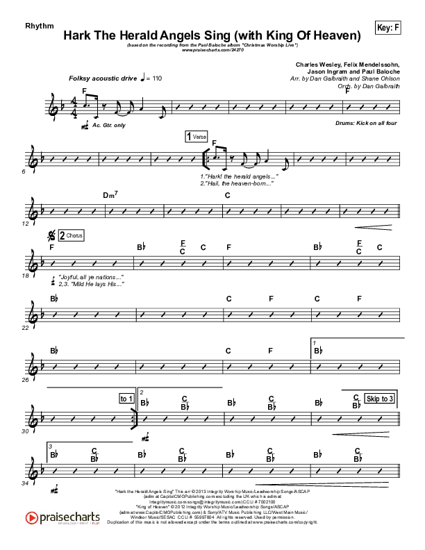 Hark The Herald (with King Of Heaven) Rhythm Chart (Paul Baloche)