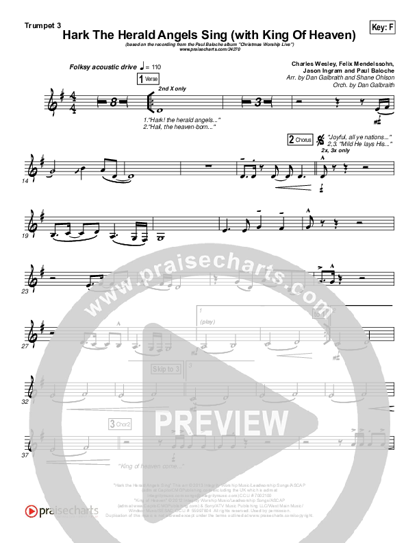 Hark The Herald (with King Of Heaven) Trumpet 1,2 (Paul Baloche)