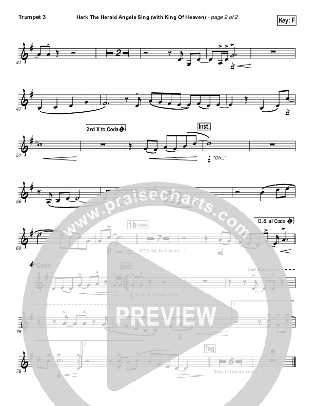 Hark The Herald (with King Of Heaven) Trumpet 3 (Paul Baloche)