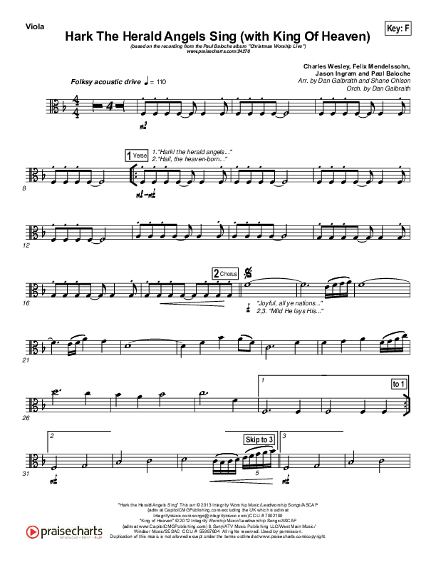 Hark The Herald (with King Of Heaven) Viola (Paul Baloche)