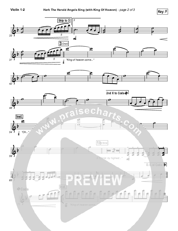 Hark The Herald (with King Of Heaven) Violin 1,2 (Paul Baloche)