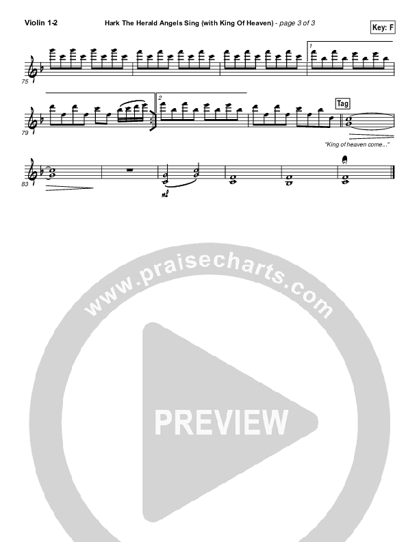 Hark The Herald (with King Of Heaven) Violin 1,2 (Paul Baloche)