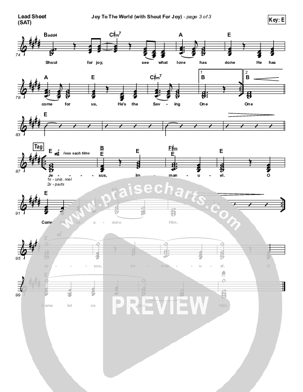 Joy To The World (with Shout For Joy) Lead Sheet (SAT) (Paul Baloche)