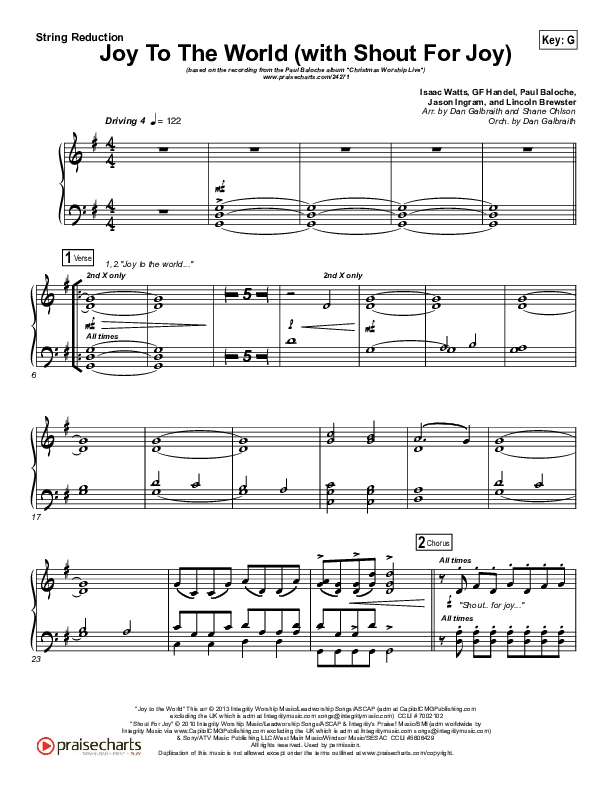 Joy To The World (with Shout For Joy) Synth Strings (Paul Baloche)
