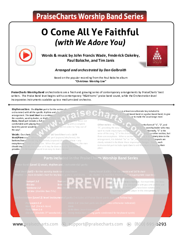 O Come All Ye Faithful (with We Adore You) Orchestration (Paul Baloche)